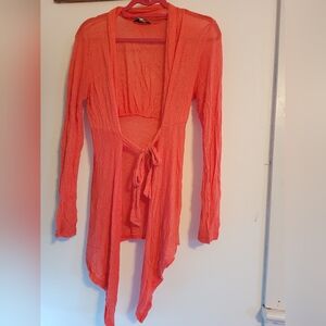 Forever 21 Coral Open-Front Cardigan